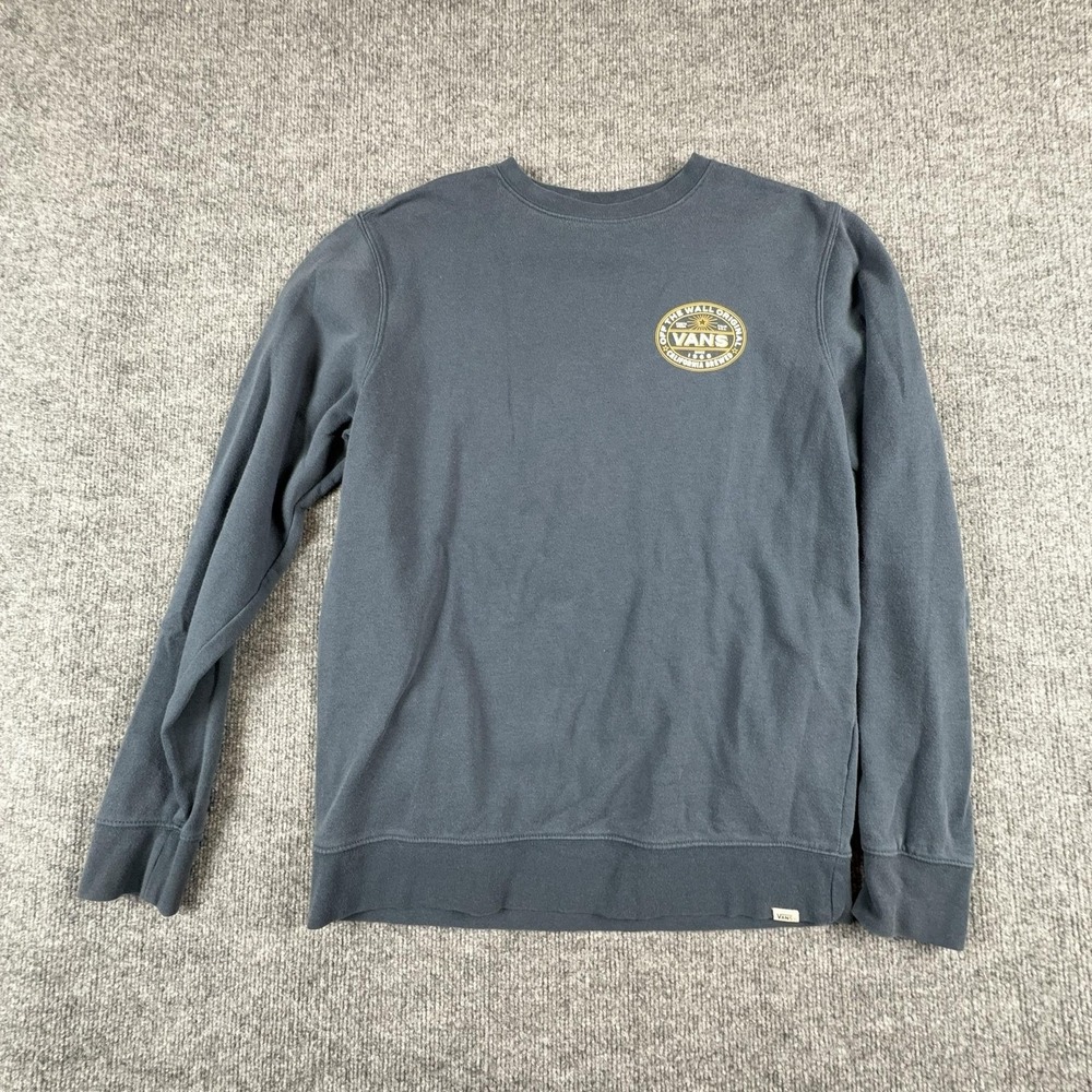 Vans Sweatshirt Mens Large Blue Fleece Crewneck‎ Pullover Beer Logo Graphic